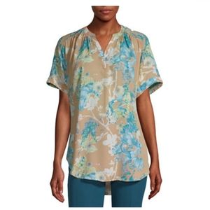 Worthington Womens Y Neck Short Sleeve Tunic Top XXL